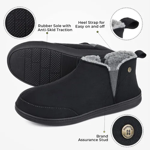 Miniatura 5 de HomeTop Zapatos de casa con forro de sherpa de microgamuza suave para hombre con doble elástico