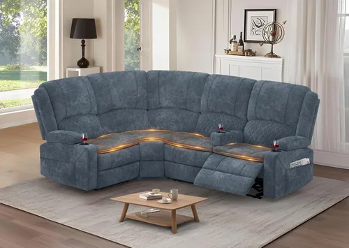Miniatura 24 de Yolsali Sofá reclinable, sofá reclinable manual de 3 plazas con cojín de 2 niveles, sofás reclinables para sala de estar con consola removible