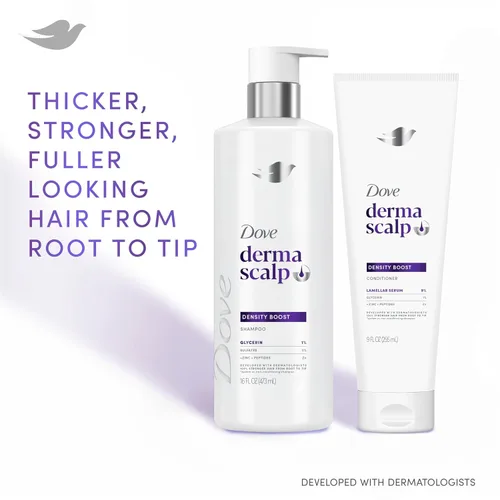 Miniatura 3 de Dove Derma Scalp - Acondicionador de densidad de 1 unidad con suero laminar, glicerina y zinc + péptidos para pérdida y rotura del cabello, 9 onzas