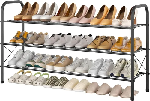 Miniatura 13 de Hoctieon Zapatero de 2 niveles para armario, zapatero de malla duradera, estante de zapatos de entrada, organizador de almacenamiento de zapatos