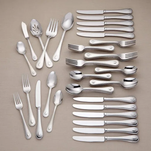 Miniatura 9 de Juego de Cubiertos Lenox para 12, Juego de Cubiertos French Perle de 65 Piezas con Utensilios para Servir, Servicio para 12, Elegantes Utensilios
