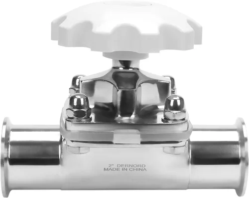 Miniatura 8 de DERNORD Válvula de diafragma sanitaria Sello de silicona Acero inoxidable 316L, 1.5 "Válvula de triple abrazadera (tubo de 1 pulgada OD)