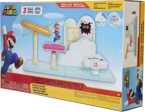 Miniatura 5 de Super Mario Cloud World Diorama Set con figura de acción Running Mario de 2.5 pulgadas