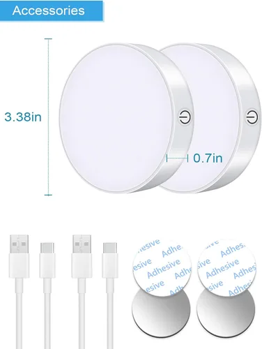 Miniatura 6 de WILLED Luz LED táctil regulable con batería incorporada de 1000mAh, luces recargables con encendido táctil para armario, portátil, adhesiva