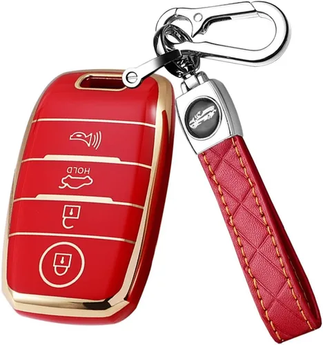 Miniatura 23 de ontto Funda para llave de automóvil de 4 botones compatible con Kia Forte Koup NIRO Optima Rio TPU llavero suave y duradero, color beige