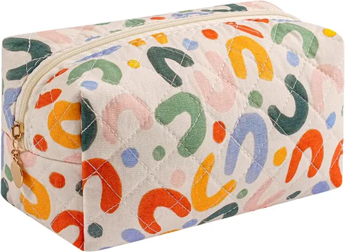 Miniatura 44 de Bolsa de maquillaje de viaje para mujeres y niñas, bolsa de maquillaje con cremallera, flores florales, organizador de maquillaje, bolsa de tela