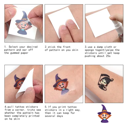 Miniatura 4 de LOMIMOS 120 tatuajes temporales de Halloween, calcomanías extraíbles impermeables para niños y adultos, recuerdos de fiesta, decoración