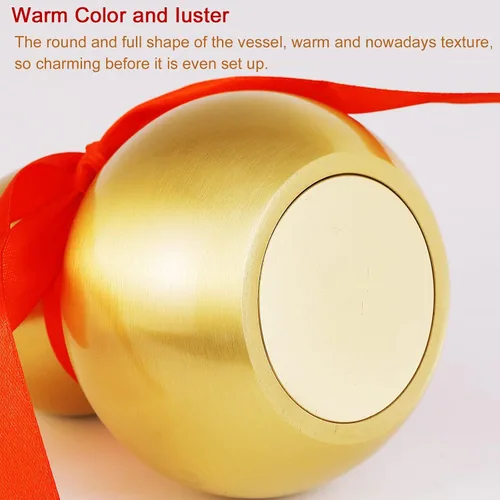 Miniatura 6 de Calabaza de latón Feng Shui Wu Lou con tira de la suerte roja para decoración de decoración de decoración del hogar, 7.87 pulgadas de alto, latón