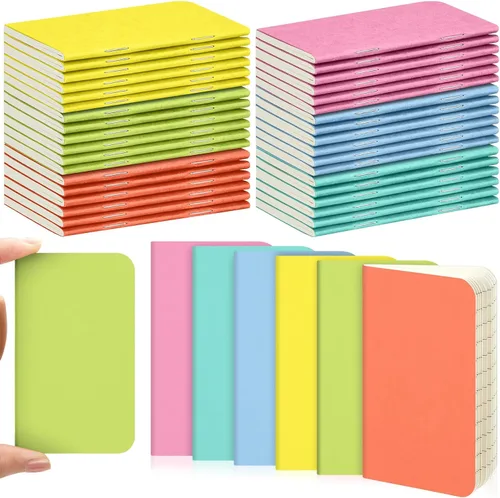 Miniatura 9 de Outus 36 piezas de mini cuadernos de bolsillo 2.5" x 4" de papel kraft, bloc de notas mini, cubierta blanda en masa, cuaderno de notas de bolsillo