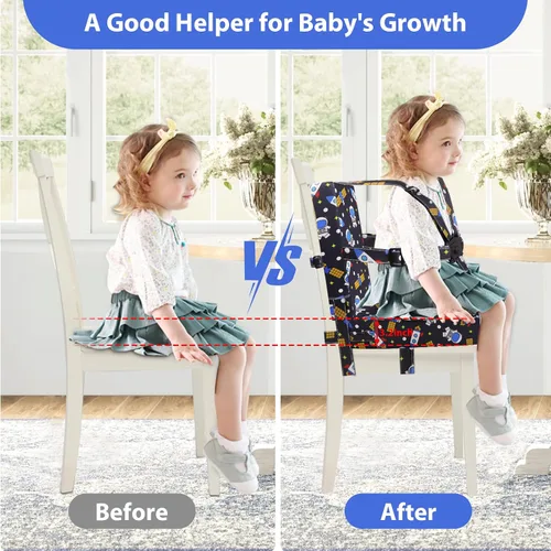 Miniatura 2 de Asiento elevador para niños pequeños para mesa de comedor, hebilla de seguridad ajustable, asiento elevador para niños con respaldo, PU impermeable