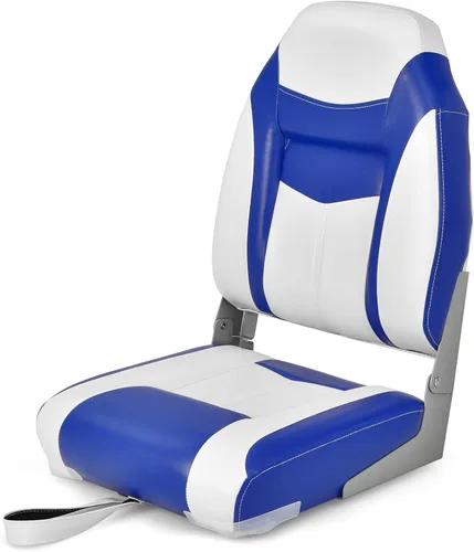 Miniatura 11 de Goplus Asientos para barco con respaldo bajo/alto, asiento plegable para barco con tornillos de acero inoxidable y bisagras de aluminio, acolchado