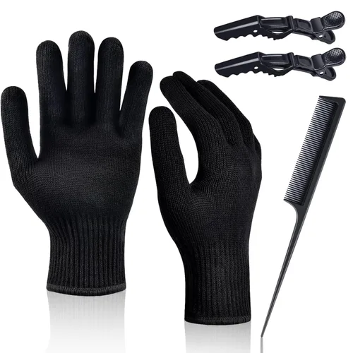 IKOCO Guantes medianos a prueba de calor para peinar el cabello, 2 unidades para plancha plana, varita rizadora y cepillos de aire caliente