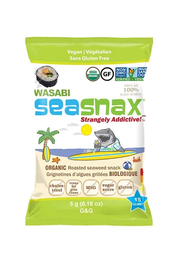 Miniatura 5 de SeaSnax Bocadillo de algas tostadas orgánicas, cebolla, 0.18 onzas (paquete de 12)