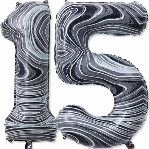 Miniatura 11 de Globos gigantes de papel de aluminio de mármol negro de 40 pulgadas, globos gigantes de helio del número 13 o 31 para decoraciones de cumpleaños
