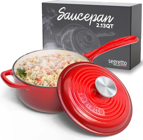 Miniatura 10 de Sartén pequeña con tapa, olla Bianco Perla de 2.13 cuartos de galón (blanquecino), olla pequeña con mango auxiliar Stay Cool y tapa de ajuste