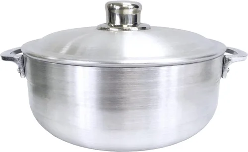 Miniatura 12 de Uniware Caldero de aluminio de calibre pesado con tapa de aluminio, plata, pequeño