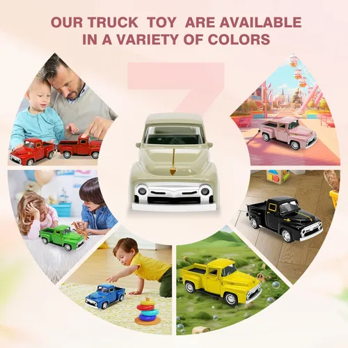Miniatura 4 de Camión de juguete beige pequeño para niños pequeños de 2, 3, 4, 5, 6, 7, 8 años niños y niñas, coche de juguete de aleación 1:32 para niños pequeños