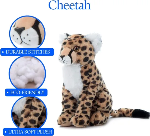 Miniatura 9 de The Petting Zoo Peluche de guepardo, regalos para niños, animales salvajes del zoológico Onez, juguete de peluche de guepardo de 12 pulgadas
