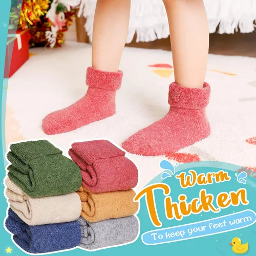 Miniatura 2 de Eyean Calcetines de lana con agarre para bebé, suaves, cálidos, gruesos, antideslizantes, para niños, niños y niñas, calcetines hasta la pantorrilla
