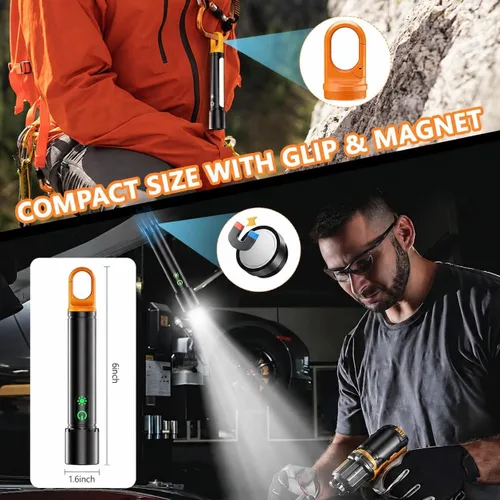 Miniatura 2 de Linterna LED recargable de alto lúmen, linterna súper brillante de 30W, linterna magnética de 2000 lúmenes con 9 modos, linterna de policía
