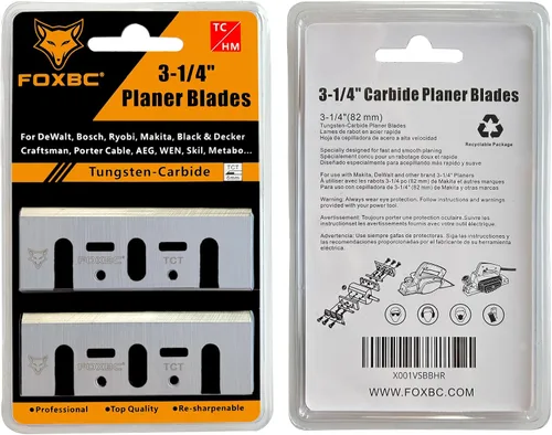 Miniatura 4 de FOXBC Cuchillas cepilladoras de 3-1/4 pulgadas 82mm de carburo TCT de reemplazo para Makita N1900B, KP0810, XPK01, DeWalt D26676, DW6655, DW680