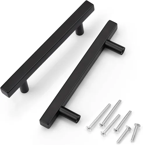 Miniatura 13 de KNOBWELL - Paquete de 5 tiradores modernos de acero inoxidable para puertas de armarios, cajones de cocina, baño, distancia entre agujeros 2.52 Negro