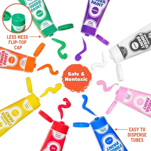 Miniatura 4 de Pintura para dedos, paquete de 24, lavable, no tóxica, juego de pintura para niños con tubos fáciles de separar, colores vibrantes para suministros