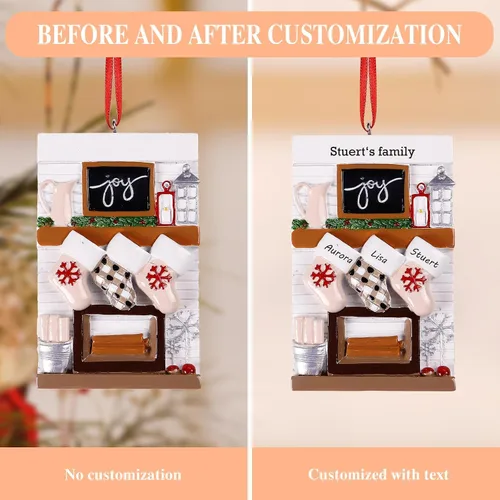 Miniatura 6 de DPDP Adornos de Navidad familiares personalizados 2025 – Calcetines personalizados para árbol de Navidad con nombres, adornos familiares
