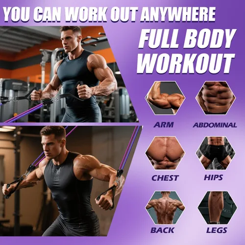 Miniatura 7 de WHATAFIT Bandas de resistencia, bandas de ejercicio, bandas de resistencia para entrenamiento, bandas de entrenamiento con asas para hombres y Rosa