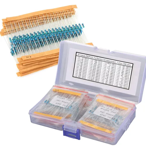 Miniatura 8 de Kit de resistencias de 64 valores 1280 piezas de 1 ohmio-32.8 ft ohmios con 1% 1/4 W de metal de resistencia de película de carbono