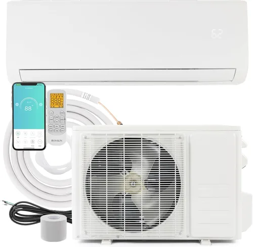 Bonnlo Mini sistema de calefacción/aire acondicionado dividido sin conductos de 12,000 BTU, 230 V/21 SEER Sistema dividido de aire acondicionado de