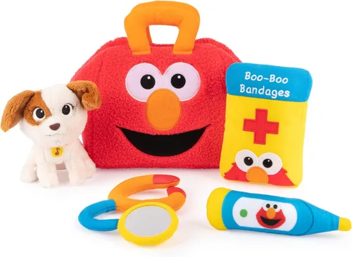 GUND Sesame Street - Juego de chequeo oficial de Furry Friends Forever Elmo & Tango, juego sensorial de felpa prémium para edades de 1 año en