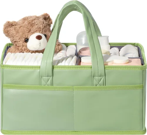URMYWO Organizador de Pañales - Organizador de Pañales Impermeable para Bebé con Asa, Organizador de Guardería Portátil Cesta de Almacenamiento para