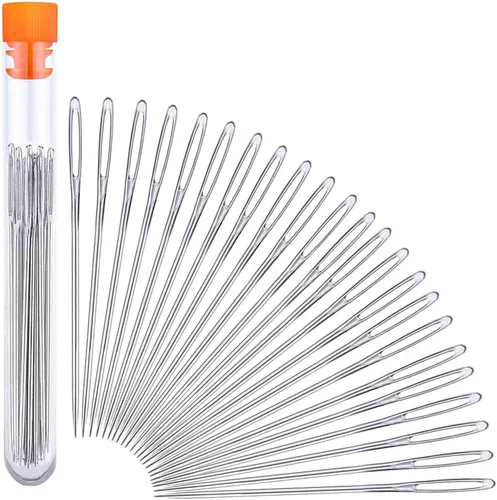 23 PIEZAS Agujas de Coser de Ojo Grande, Agujas de Coser Agudas de 2.36 Pulgadas, Aguja de Hilo de Bordado de Cuero, Aguja de Tejer de Hilo de Acero