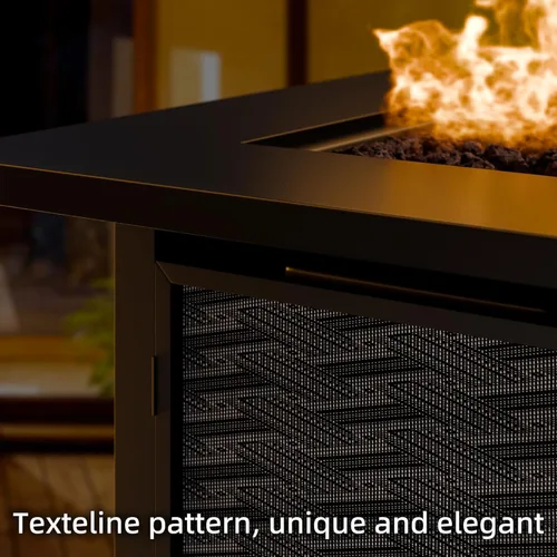Miniatura 4 de Mesa para fogata de propano de 28 pulgadas con tapa, chimenea cuadrada de gas para exteriores de 50,000 BTU, resistente a la intemperie, mesa