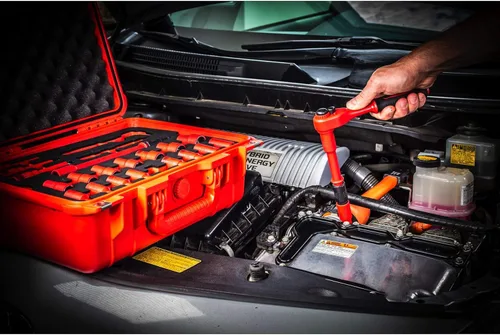 Miniatura 8 de Powerbuilt Juego de herramientas VDE para electricistas aislados de 50 piezas de 1000 V con estuche impermeable, 3/8 pulgadas Dr. Ratchet, 16 piezas