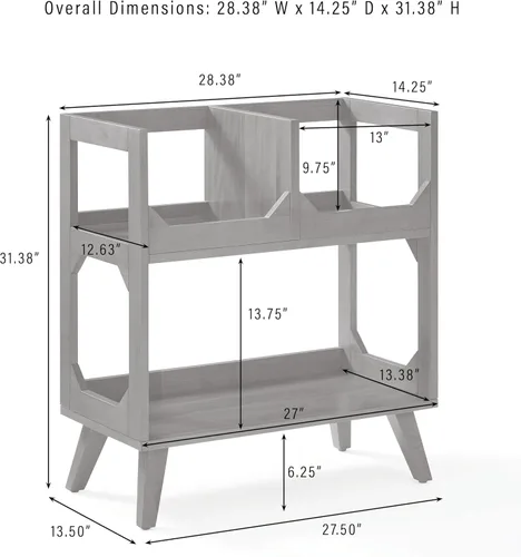 Miniatura 6 de Crosley Furniture Asheville - Soporte para discos moderno de mediados de siglo, almacenamiento de vinilo, con capacidad para hasta 260 discos, nogal