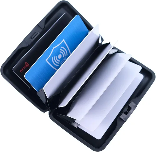 Miniatura 4 de Mini cartera de aluminio RFID para tarjetas de crédito, funda rígida de metal delgado para tarjetas de visita para mujeres y hombres, CCW037, Moderno