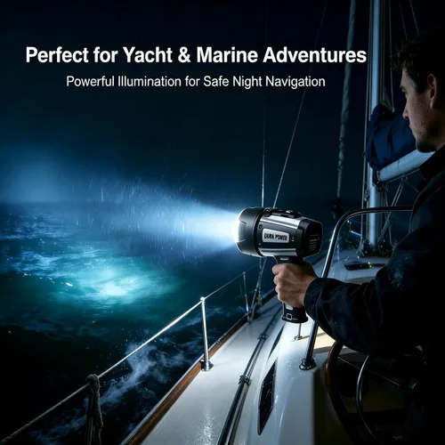 Miniatura 3 de Durapower Foco Recargable, Foco de Mano Super Brillante Impermeable IP68, Foco de Alta Potencia LED Portátil para Caza Marina, Barco, Camping