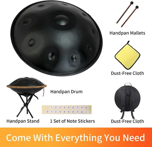 Miniatura 3 de Handpan - Instrumento de tambor Kurd de 22 pulgadas en D menor, 10 notas, para rendimiento profesional, tambores de sonido de 440 Hz para adultos
