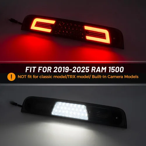 Miniatura 2 de Luz de freno LED de 3ª luz de freno para RAM 1500 2019 2020 2021 2022 2023 2024 2025 Rebel HFE Laramie Lente roja, luces de techo traseras centrales