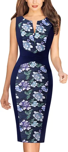 VFSHOW - Vestido tipo tubo con cremallera frontal para mujer, para el trabajo, oficina, negocios, fiesta o cóctel