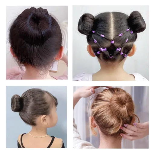 Miniatura 5 de SQULIGT Juego de 12 piezas para hacer moños para el cabello, para niñas y mujeres, herramienta de dona para cabello corto y fino