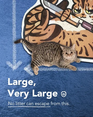 Miniatura 3 de Lukamoo® Bonita alfombra de arena para gatos (30 x 20 pulgadas), grande/L, para arena de gatitos y bonita caja de arena para gatos, alfombrilla