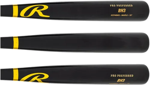 Miniatura 2 de Rawlings bate de béisbol de madera de arce Pro Preferred Perfil de juego - Trout/Harper/Machado/Albies Negro/Dorado Pro Preferred Bryce