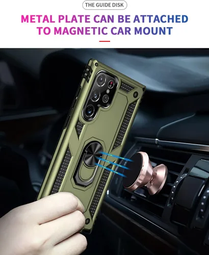 Miniatura 5 de Funda S22 Ultra para Samsung Galaxy S22 Ultra, con anillo de soporte, soporte ajustable, grado militar, protección resistente, a prueba de golpes