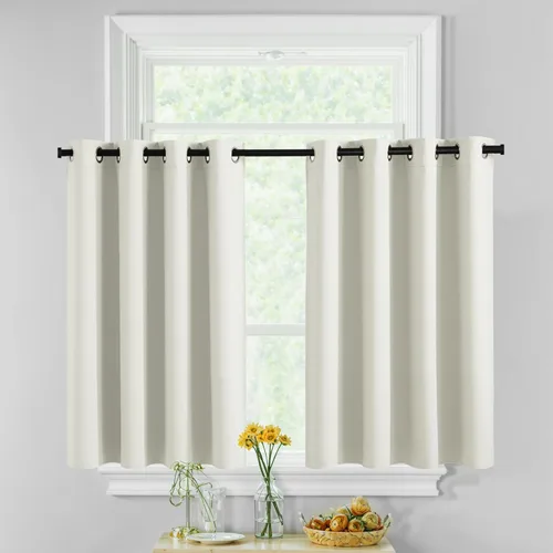 Miniatura 25 de RYB HOME Cortinas opacas de cocina de 36 pulgadas de largo, tratamiento de privacidad para ventanas pequeñas, aislamiento térmico, telón de fondo