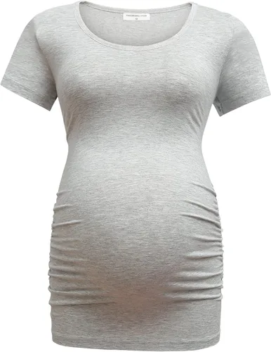 Miniatura 4 de Bearsland - 3 Camisetas de maternidad para mujer, camisetas clásicas de manga corta con lateral fruncido para madres, ropa de embarazo