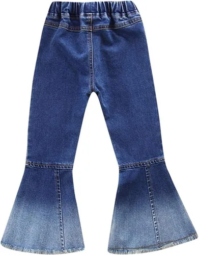 Miniatura 3 de MODNTOGA Pantalones de mezclilla para niñas bebés, pantalones acampanados vintage, pantalones acampanados para niños, ropa occidental para niñas