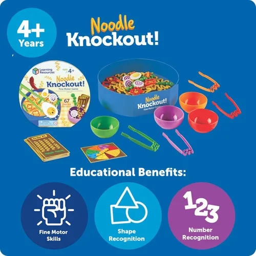 Miniatura 14 de Learning Resources Juego de motricidad fina Noodle Knockout - Juegos para niños de 4 a 8 años, juego de mesa para niños pequeños, juegos educativos